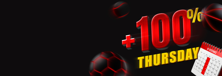 Enjoy a 100% bonus on sports betting every Thursday without fail