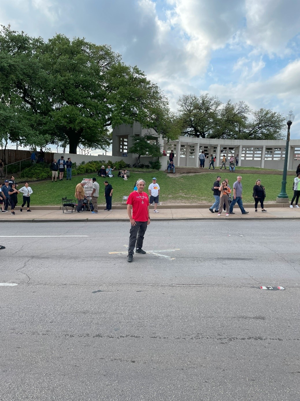 The location marked with an X on Elm Street is where the third bullet struck Kennedy fatally in the head.