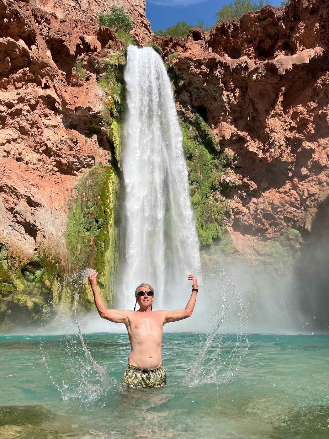 Playing in the Havasupai Waterfall.