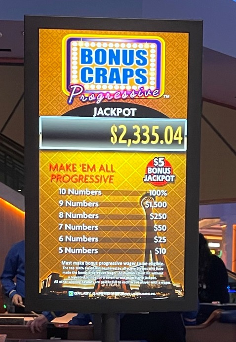 Bonus Craps Progressive