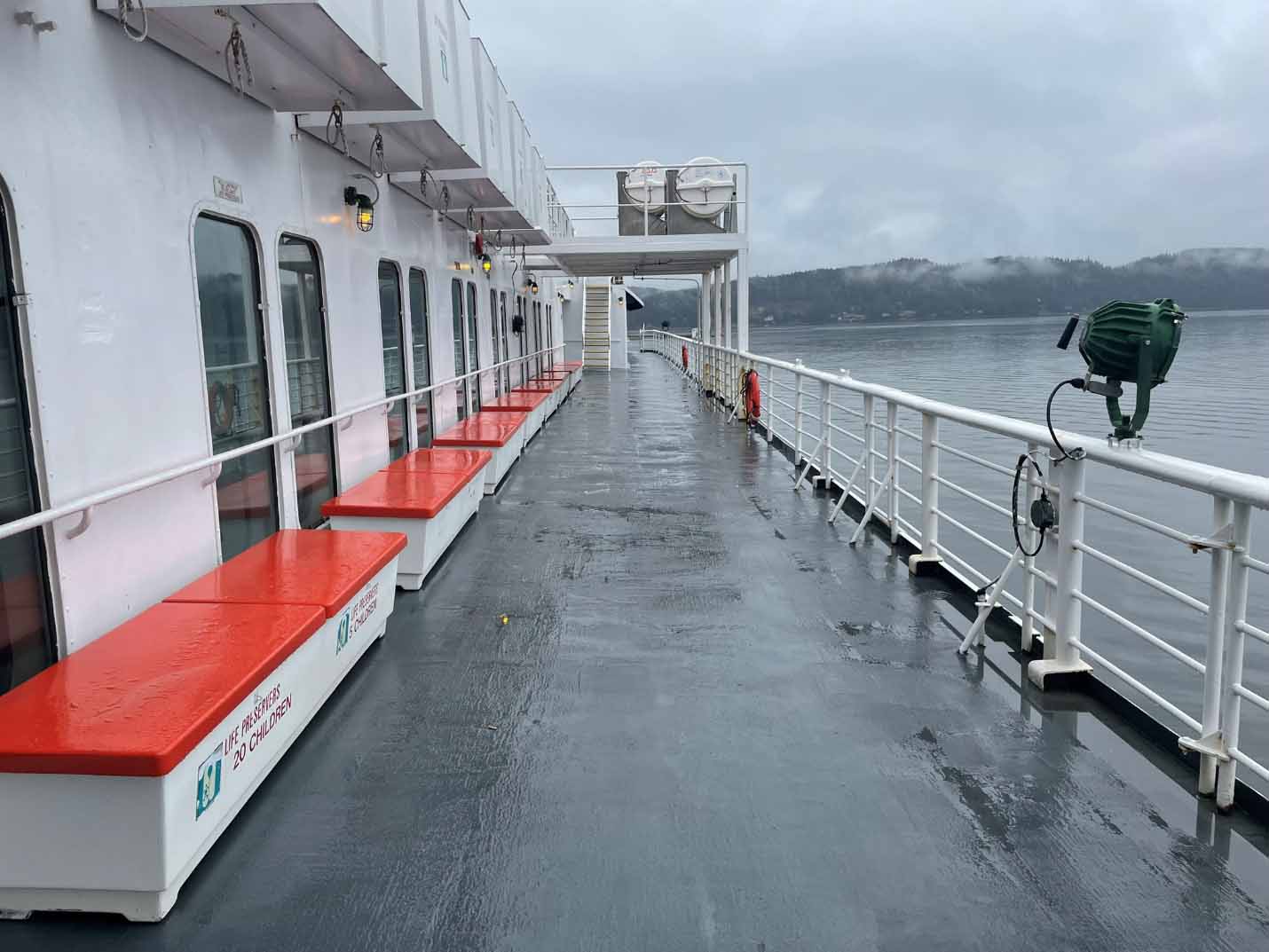Viewing area on the side of the ship.