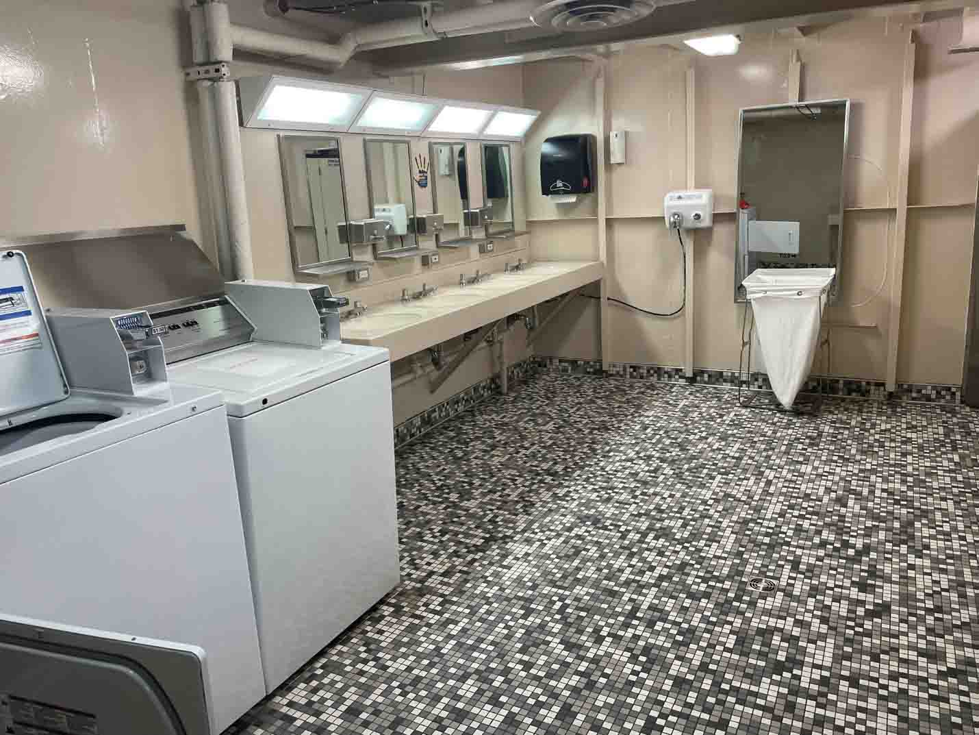 Male laundry shower room.